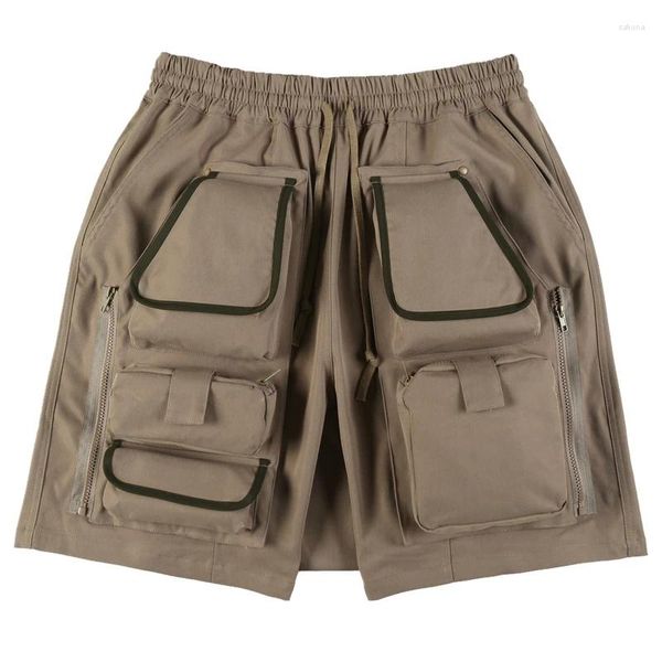 Shorts pour hommes à la mode multi-poches style de travail fonctionnel été cordon suspendu entrejambe pantalon mince haute rue rétro capris