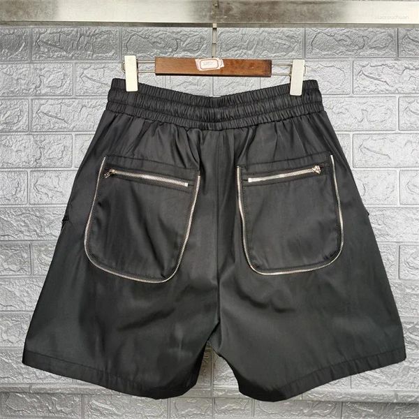 Shorts pour hommes Mode Vintage Patchwork Zipper Nice Tissu lourd lavé Hommes Femmes Cordon de serrage Vêtements en gros