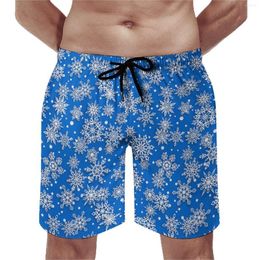 Pantalones Cortos para Hombres Festivo Navidad Copo De Nieve Tablero Verano Azul Blanco Deportes Surf Playa Pantalones Cortos Diseño Retro Bañadores De Gran Tamaño