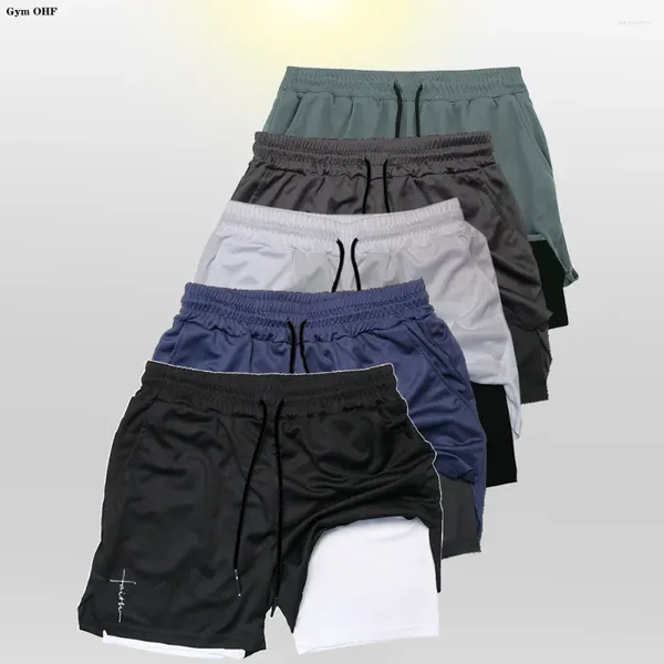 Fitness de pantalones cortos para hombres para hombres Anime Impresión de toalla deportiva 2 en 1 Entrenamiento de toallas de rendimiento rápida Pantalones cortos de secado rápido
