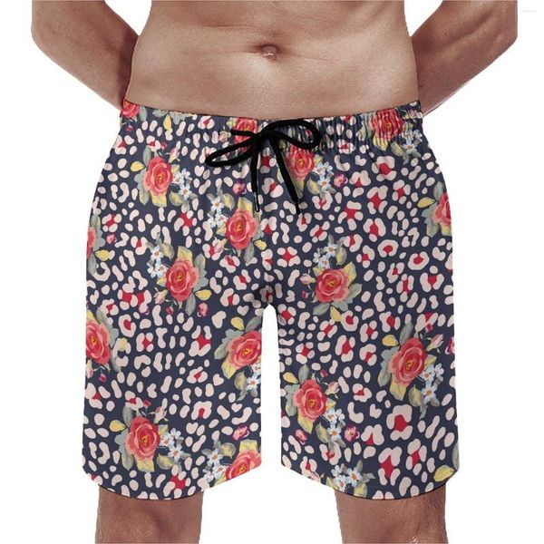 Short de bain pour hommes, motif Floral, léopard, taches, Vintage, Roses, drôle, plage, personnalisé, sport, Surf, séchage rapide, maillot de bain, cadeau