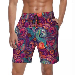 Short homme Floral Paisley Board été violet et Orange course Surf pantalon court séchage rapide Hawaii grande taille troncs de plage