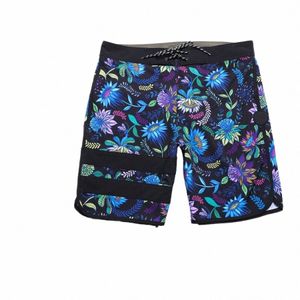 Shorts pour hommes Imprimé floral Séchage rapide Bermuda extensible dans 4 directions Short de plage GYM Competiti Short d'entraînement de musculation B1md #