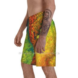 Heren shorts - vloeibare kunst/acryl giet ademende persoonlijkheid Holiday Beach Acryl gieten schilderkunst kunst