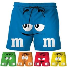 Short masculin aliment m ms shocolate haricot plage short masculin drôle d'enfants 3d dessin animé cool shorts de maillot de bain short de natation d'été 240419 240419