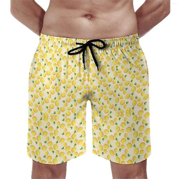 Short pour hommes, planche de citron jaune frais, imprimé d'agrumes d'été, plage drôle, course à pied, Surf, Design confortable, maillot de bain