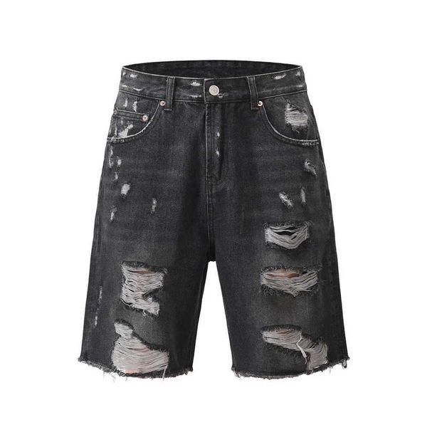 Short masculin grenouille Drift American Style vintage rap lâche zipper zipper droit d'été simple pantalon de tendance jeans pour hommes femmes lavables H240429