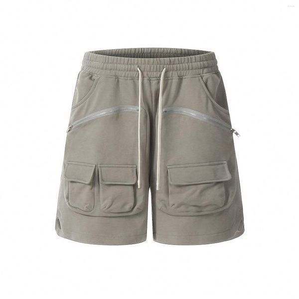 Shorts pour hommes poches avant zipper décorer les joggeurs de cordon pour hommes et femmes