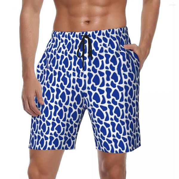 Short masculin Funky Girafe Print Board Summer Blue et blanc Y2K Rétro Pantal