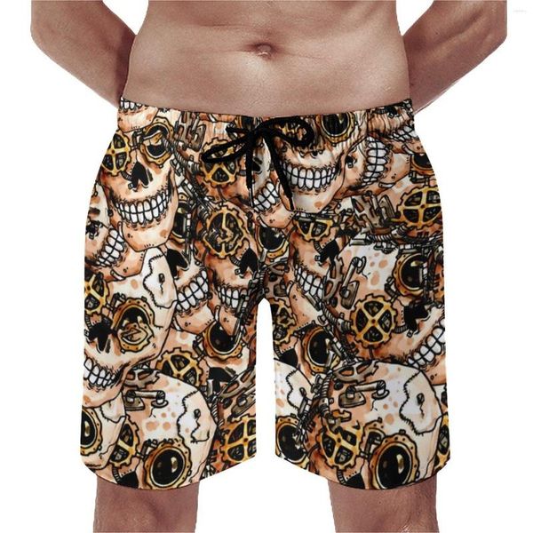 Shorts pour hommes Funky Steampunk Board Summer Abstract Skull Print Surf Beach Séchage rapide Vintage Custom Oversize Maillot de bain