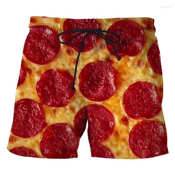 Short masculin drôle 3d imprimé pizza plage pour hommes pantalons courts cool d'été