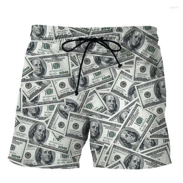Shorts masculins drôles 3D Plage du dollar imprimé pour les hommes enfants Summer personnalisé de mode de mode cool street pantalon court vestiment