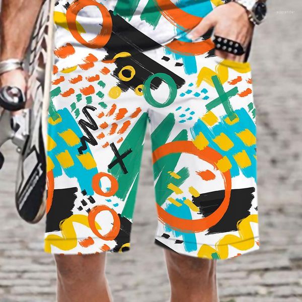 Pantalones cortos para hombre, diseño de grafiti artístico divertido para hombre, ropa de playa de secado rápido para hombre, ropa de calle de gran tamaño, estampado 3D informal genial 2023