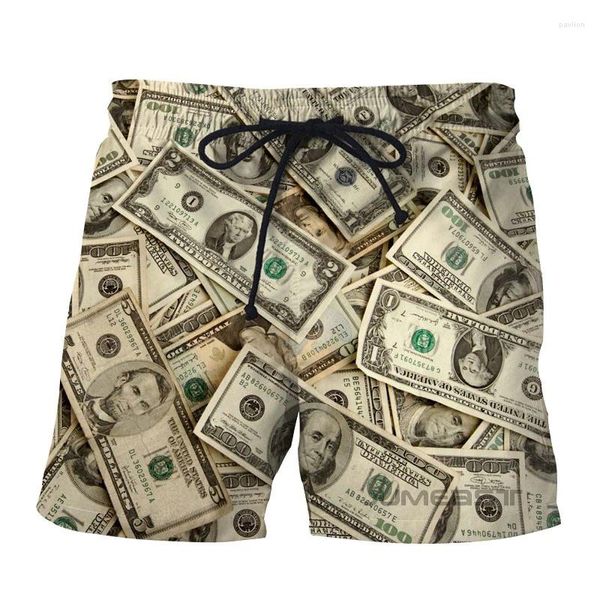 Shorts pour hommes Funny Dollar Graphics 3D Imprimer Été Séchage rapide Natation surdimensionné Pantalon de plage décontracté Tendance Vêtements pour hommes