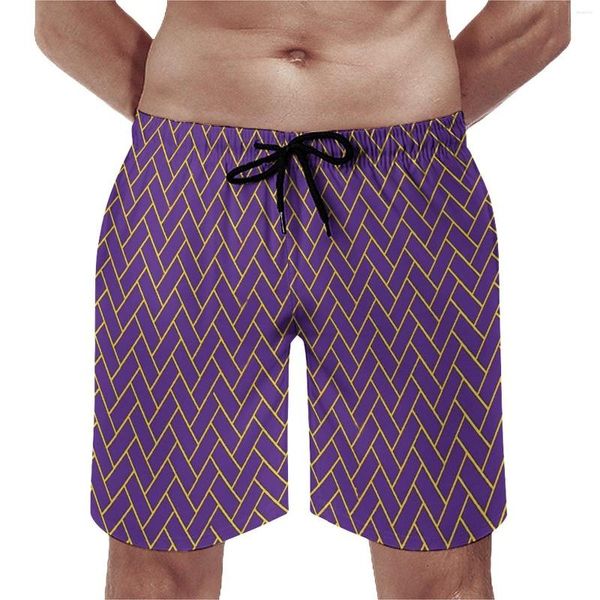 Short pour hommes, imprimé géométrique, doré, décontracté, pantalon court de plage, vêtements de sport personnalisés, malles confortables, cadeau d'anniversaire