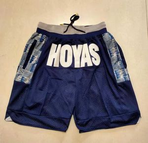 Shorts masculins Georgetown Hoas College Grey Navy Mens Iverson Basketball Shorts entièrement cousus J240510