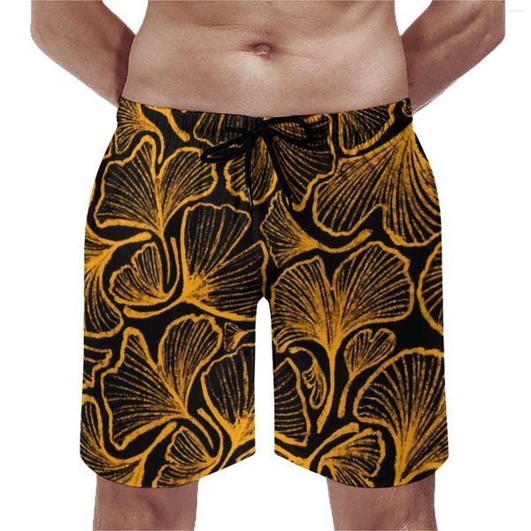 Short pour hommes Ginkgo Biloba planche feuilles jaunes imprimé mignon pantalon court personnalisé course séchage rapide maillot de bain cadeau d'anniversaire