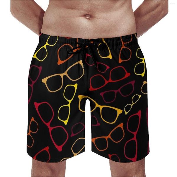 Pantalones cortos para hombre, gafas con tablero estampado, gafas coloridas para correr, Surf, pantalones cortos para hombre, bañadores cómodos Hawaii de talla grande
