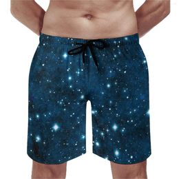 Herenshorts Glitter Galaxy Board Zomer Blauw Sparkle Sterren Casual Strand Korte Broek Man Running Fast Dry Custom Zwembroek