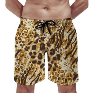 Shorts pour hommes Gold Leopard Print Gym Summer Motif animal Sports Beach Mâles Séchage rapide Design rétro Grande taille Trunks