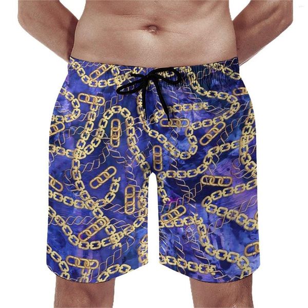 Short pour hommes chaîne dorée salle de sport été Style baroque Hawaii plage pantalon court homme surf séchage rapide maillot de bain personnalisé