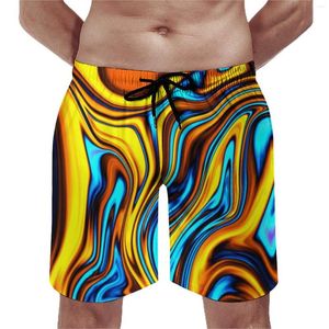 Heren shorts Golden Retro 60s Gym zomer Abstract Lava Flow Print Running Surf Board Short Pants comfortabele casual zwembroekjes