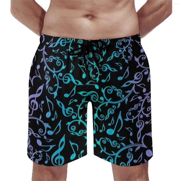 Short homme dégradé Notes de musique conseil confortable homme pantalon de plage bleu vert violet Trenky maillot de bain surdimensionné