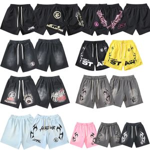 Heren shorts Graffiti Letter Print Vintage gewassen shorts Sport Casual losse hiphop scherpe lengte shorts streetwear