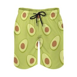 Heren shorts Green Avocado Quick Dry Summer Mens Beach Board -slip voor man Gym Pants Cartoon Achtergrond textuurpatroon's