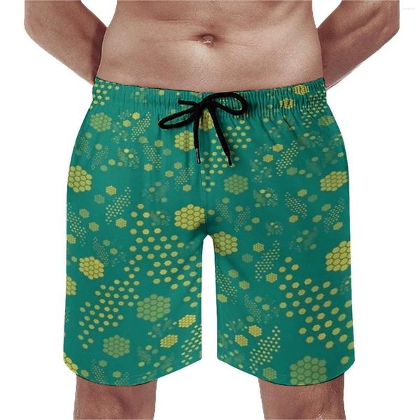 Shorts pour hommes Green Hives Gym Hexagons Design Funny Beach Short Pants Man Pattern Sports Fitness Quick Dry Swim Trunks Idée cadeau