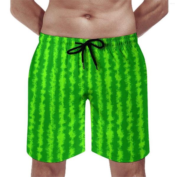 Short pour homme vert rayé planche pastèque imprimé mignon plage pantalon court homme graphique sport surf troncs à séchage rapide cadeau d'anniversaire