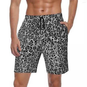 Shorts pour hommes gris guépard peau d'animal gymnase été élégant monochrome léopard plage homme sport troncs à séchage rapide