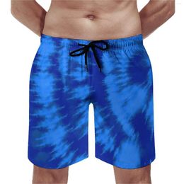 Heren Shorts Gym Blauw Swirl Tie Dye Informeel Zwembroek Middernacht en Aqua Vintage Sneldrogend Surfen Trendy Strand Korte broek