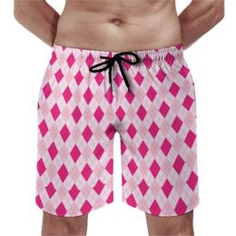 Shorts pour hommes Gym Géométrique Mignon Hawaii Maillots de bain Rose Argyle Imprimer Hommes Séchage rapide Sports Surf Plus Taille Pantalon court de plage