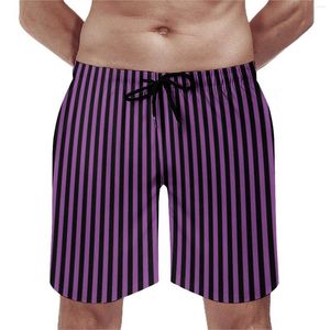 Heren shorts Gym Halloween Print Classic zwembroek Purple Black Stripe Mannets Quick Dry Sports Plus Size Beach