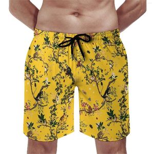 Pantalones cortos para hombres Gym Monkey World Vintage Beach Trunks Estampado floral Hombres Secado rápido Corriendo de gran tamaño
