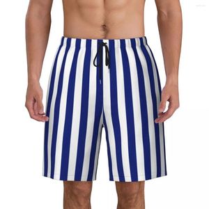 Short de bain pour hommes, Design nautique, Y2K, maillot de bain amusant, rayures verticales bleu marine, sport, Surf, grande taille, pantalon court