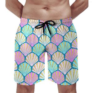 Shorts pour hommes Gym Sea Shells Retro Maillots de bain Rose et Sarcelle Homme Séchage rapide Sports Oversize Board Pantalon court