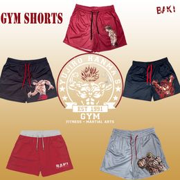 Shorts pour hommes GYM Shorts pour hommes à la forme physique Anime Shorts Manga Baki Hanma Imprimé 3D Pantalon court Mesh Quick Dry Casual Sports Scanties Male 230607