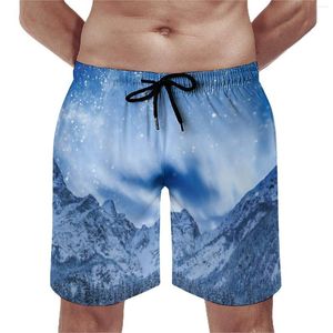 Heren shorts Gym Winter Mountains Vintage Swim Trunks Fantasy Sky Print Man Snel droge sportkleding trendy plus size strand