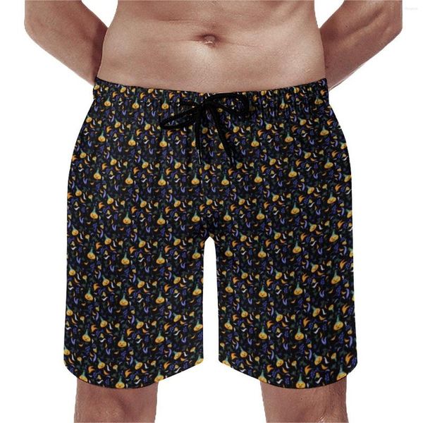 Pantalones cortos para hombre Tablero de bosque de Halloween Calabazas de verano y fantasmas Retro Playa Hombre Ropa deportiva Secado rápido Bañadores impresos