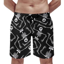 Heren shorts Halloween Skelet Board Mexicaans Holiday Pattern Men Comfortabele strand Korte broek Aangepaste grote zwembroekbroek