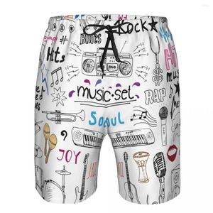 Shorts pour hommes Croquis dessinés à la main avec notes Instruments Signe Natation à séchage rapide pour hommes Maillots de bain Maillot de bain Maillot de bain Maillot de bain Vêtements de plage