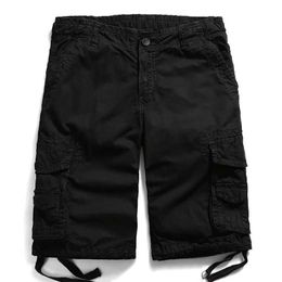 Cortos de hombres Hanqiu 2023 Summer Solid Mens Shorts comerciales de algodón puro Tactical Mens Commercial Shorts Mid Winist Casual Shorts S2452922