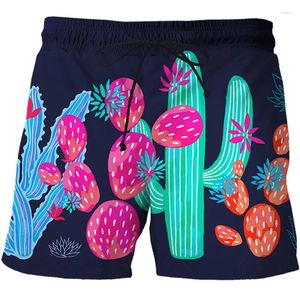 Short masculin harajuku été 3d plantes cactus imprimer plage hommes mode cool natation boulettes