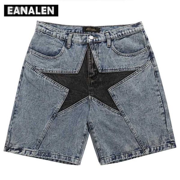 Pantalones cortos para hombres Harajuku Vintage Star Pattern Pantalones cortos de mezclilla para hombres Traje de calle de gran tamaño Rock Gothic Bermudas Deportes casuales Pantalones cortos de baloncesto J240124