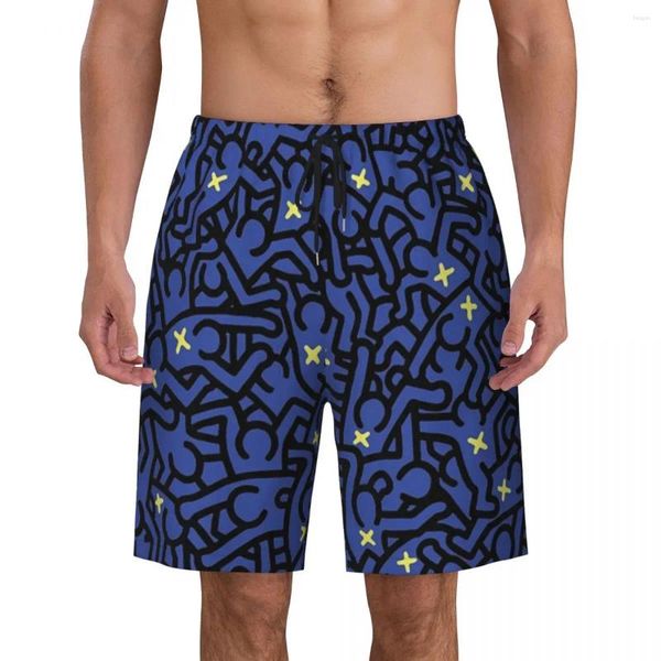 Herren-Shorts, Haring, Tänzer, Graffiti-Kunst, Boardshorts, schnell trocknendes Herren-Board, Keith, abstrakte geometrische Badehose, bedruckte Badeanzüge