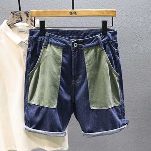 Herenshorts Haruku Splited Denim 2023 Nieuwe Summer Straight Loose Japanse Pocket Fashion Shorts Heren Street Dessen P230525