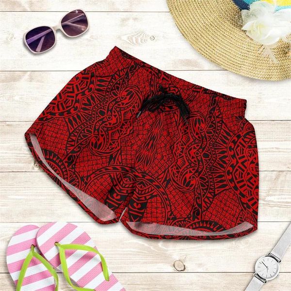 Pantalones cortos para hombres Hawaii Beach Red Polinesia Tribal Girls Multi-syle Batunks Gym Floral Board Floral Pantalones