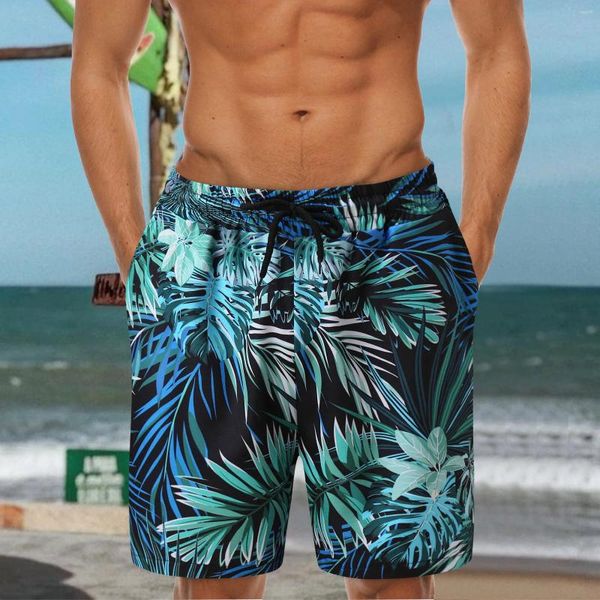 Shorts para hombres Hawaii Vacation Beach for Men Flower estampado Estampado Casual Pantalones cortos Board Elástica Vendedaje de baño Bajón de baño